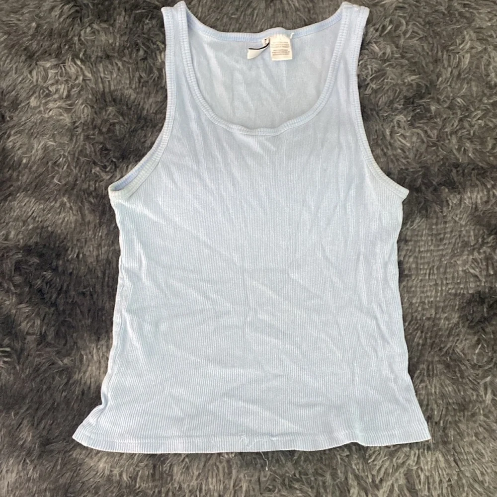Baby blue ribbed tank top - Picture 1 of 16